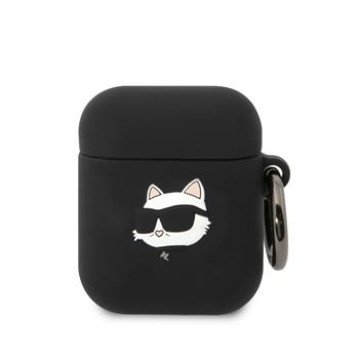 Karl Lagerfeld 3D Logo NFT Choupette Head Silicone Case for AirPods 1/2 Black