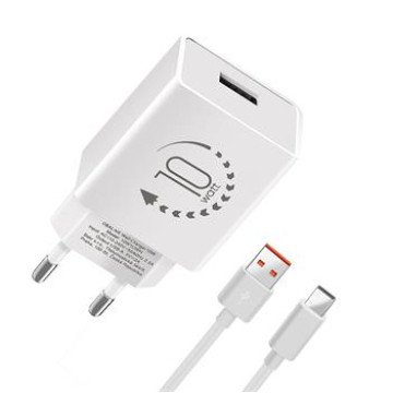 OBAL:ME Wall Charger USB-A 10W + USB-A/USB-C Cable 1m White OBAL:ME Wall Charger USB-A 10W + USB-A/USB-C Cable 1m White