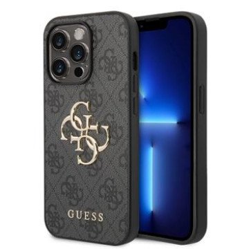 Guess PU 4G Metal Logo Case for iPhone 15 Pro Grey