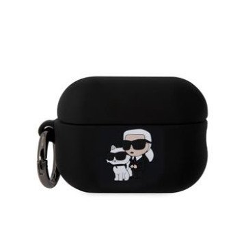 Karl Lagerfeld 3D Logo NFT Karl and Choupette Silicone Case for AirPods Pro 2 Black