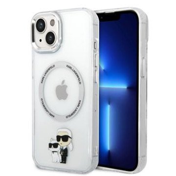 Karl Lagerfeld IML Karl and Choupette MagSafe Case for iPhone 15 Transparent