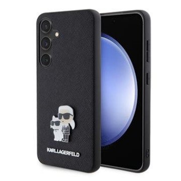 Karl Lagerfeld PU Saffiano Metal Karl and Choupette Case for Samsung Galaxy S24 Black