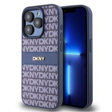 DKNY PU Leather Repeat Pattern Tonal Stripe Case for iPhone 15 Pro Blue DKNY PU Leather Repeat Pattern Tonal Stripe Case for iPhone 15 Pro Blue