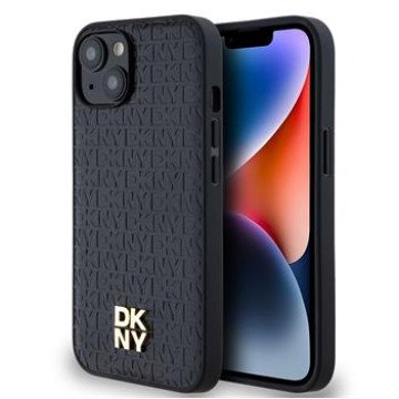 DKNY PU Leather Repeat Pattern Stack Logo MagSafe Case for iPhone 15 Black DKNY PU Leather Repeat Pattern Stack Logo MagSafe Case for iPhone 15 Black