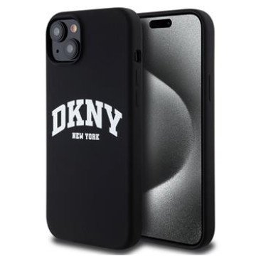 DKNY Liquid Silicone Arch Logo MagSafe Case for iPhone 15 Plus Black