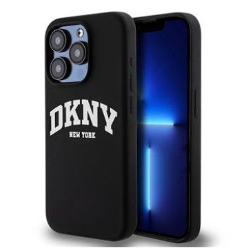 DKNY Liquid Silicone Arch Logo MagSafe Case for iPhone 15 Pro Black