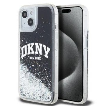 DKNY Liquid Glitter Arch Logo Case for iPhone 14 Black