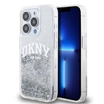 DKNY Liquid Glitter Arch Logo Case for iPhone 14 Pro Transparent