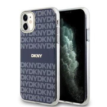 DKNY PC/TPU Repeat Pattern Tonal Stripe Magsafe Case for iPhone 11 Blue