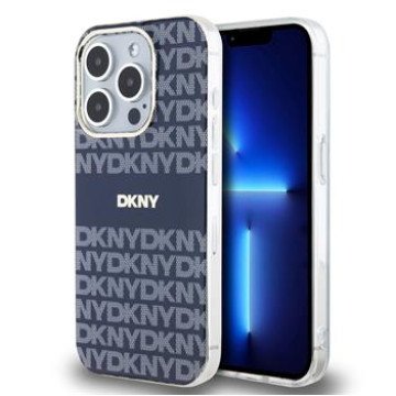 DKNY PC/TPU Repeat Pattern Tonal Stripe Magsafe Case for iPhone 15 Pro Blue
