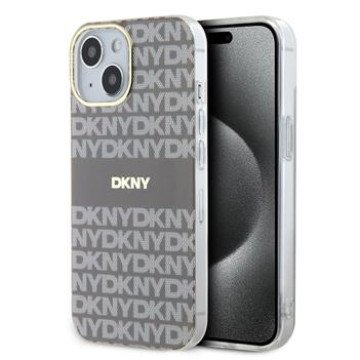 DKNY PC/TPU Repeat Pattern Tonal Stripe Magsafe Case for iPhone 14 Beige