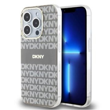 DKNY PC/TPU Repeat Pattern Tonal Stripe Magsafe Case for iPhone 14 Pro Max Beige
