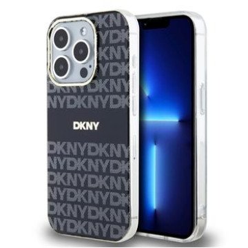 DKNY PC/TPU Repeat Pattern Tonal Stripe Magsafe Case for iPhone 14 Pro Black