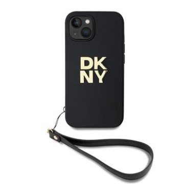 DKNY PU Leather Stack Logo Wrist Strap Case for iPhone 13 Black DKNY PU Leather Stack Logo Wrist Strap Case for iPhone 13 Black