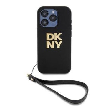 DKNY PU Leather Stack Logo Wrist Strap Case for iPhone 15 Pro Max Black DKNY PU Leather Stack Logo Wrist Strap Case for iPhone 15 Pro Max Black