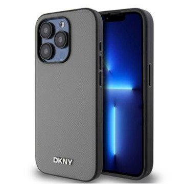 DKNY PU Leather Silver Metal Logo Magsafe Case for iPhone 15 Pro Grey DKNY PU Leather Silver Metal Logo Magsafe Case for iPhone 15 Pro Grey