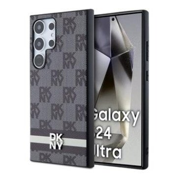 DKNY PU Leather Checkered Pattern and Stripe Case for Samsung Galaxy S24 Ultra Black