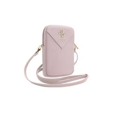 Guess PU Grained 4G Metal Logo Wallet Phone Bag Zipper Pink Guess PU Grained 4G Metal Logo Wallet Phone Bag Zipper Pink