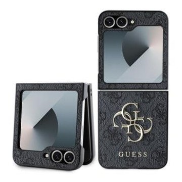 Guess PU 4G Metal Logo Case for Samsung Galaxy Z Flip 6/7 FE Grey