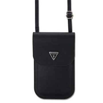 Guess PU Grained Triangle Logo Phone Bag Black Guess PU Grained Triangle Logo Phone Bag Black