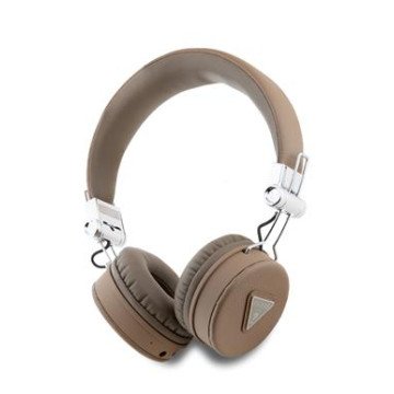 Guess PU Grained Triangle Logo ENC Wireless Headphone Brown Guess PU Grained Triangle Logo ENC Wireless Headphone Brown
