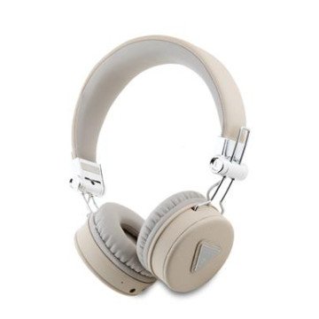 Guess PU Grained Triangle Logo ENC Wireless Headphone Beige Guess PU Grained Triangle Logo ENC Wireless Headphone Beige