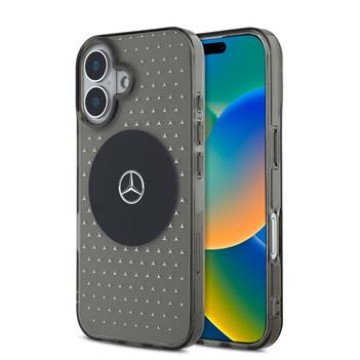 Mercedes PC/TPU Star Pattern MagSafe Case for iPhone 16 Plus Black Mercedes PC/TPU Star Pattern MagSafe Case for iPhone 16 Plus Black