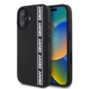 DKNY 3D Rubber Repeat Logo Line Case for iPhone 16 Black
