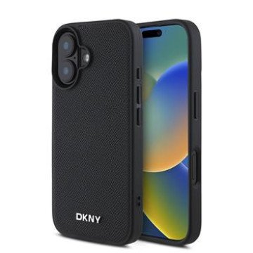 DKNY PU Leather Silver Metal Logo Magsafe Case for iPhone 16 Plus Black DKNY PU Leather Silver Metal Logo Magsafe Case for iPhone 16 Plus Black