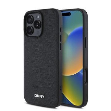 DKNY PU Leather Silver Metal Logo Magsafe Case for iPhone 16 Pro Black DKNY PU Leather Silver Metal Logo Magsafe Case for iPhone 16 Pro Black