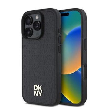 DKNY PU Leather Repeat Pattern Stack Logo MagSafe Case for iPhone 16 Pro Max Black DKNY PU Leather Repeat Pattern Stack Logo MagSafe Case for iPhone 16 Pro Max Black