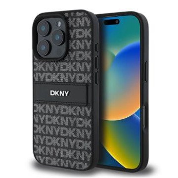 DKNY PU Leather Repeat Pattern Tonal Stripe Case for iPhone 16 Pro Max Black DKNY PU Leather Repeat Pattern Tonal Stripe Case for iPhone 16 Pro Max Black