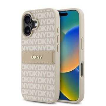 DKNY PU Leather Repeat Pattern Tonal Stripe Case for iPhone 16 Plus Pink DKNY PU Leather Repeat Pattern Tonal Stripe Case for iPhone 16 Plus Pink