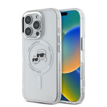 Karl Lagerfeld IML K&CH Heads Metal Frame MagSafe Case for iPhone 16 Pro Max Transparent