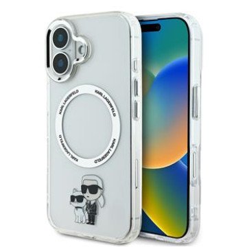 Karl Lagerfeld IML Karl and Choupette MagSafe Case for iPhone 16 Transparent