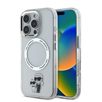 Karl Lagerfeld IML Karl and Choupette MagSafe Case for iPhone 16 Pro Transparent