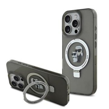 Karl Lagerfeld Ringstand Karl and Choupette MagSafe Case for iPhone 16 Pro Max Black