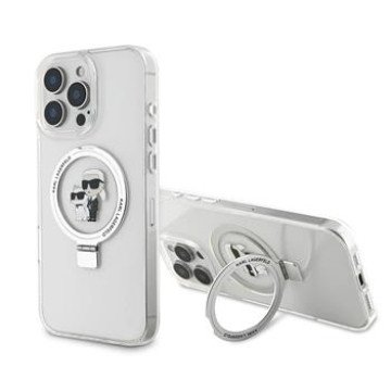 Karl Lagerfeld Ringstand Karl and Choupette MagSafe Case for iPhone 16 Pro Max White