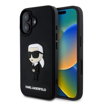 Karl Lagerfeld 3D Rubber Ikonik Case for iPhone 16 Black Karl Lagerfeld 3D Rubber Ikonik Case for iPhone 16 Black
