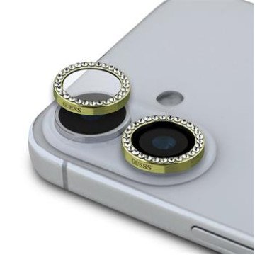 Guess Fixed Glitter Protective Lens for iPhone 16/16 Plus Gold