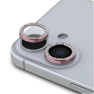 Guess Fixed Glitter Protective Lens for iPhone 16/16 Plus Pink