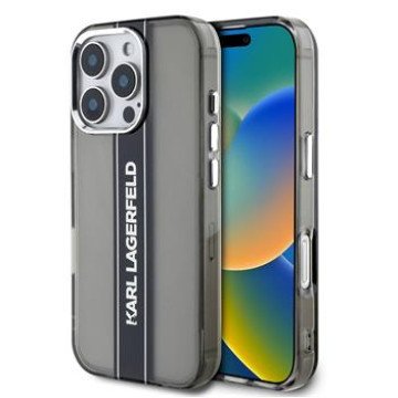Karl Lagerfeld IML Stripe Logo Case for iPhone 16 Pro Black