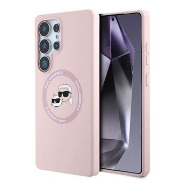 Karl Lagerfeld Liquid Silicone K&CH Heads MagSafe Case for Samsung Galaxy S25 Ultra Pink