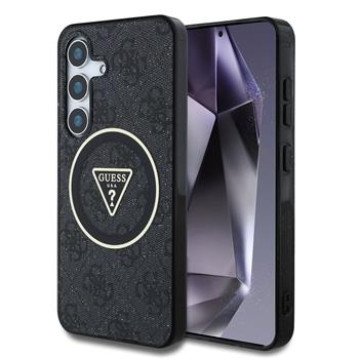 Guess IML 4G Glitter and Triangle Logo MagSafe Case for Samsung Galaxy S25 Black