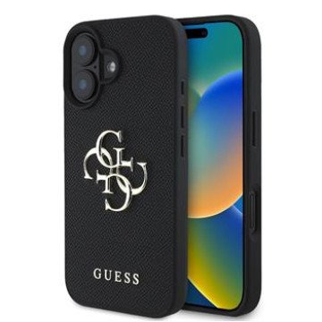 Guess PU Grained 4G Metal Logo Case for iPhone 16 Black Guess PU Grained 4G Metal Logo Case for iPhone 16 Black