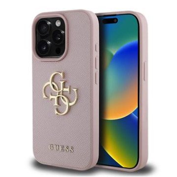 Guess PU Grained 4G Metal Logo Case for iPhone 15 Pro Pink Guess PU Grained 4G Metal Logo Case for iPhone 15 Pro Pink