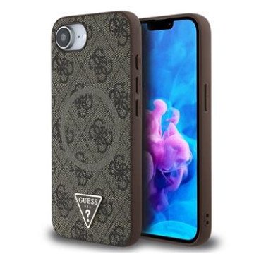 Guess PU 4G Strass Triangle Metal Logo MagSafe Case for iPhone 16e/17e Brown