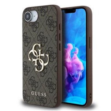 Guess PU 4G Metal Logo Case for iPhone 16e/17e Brown