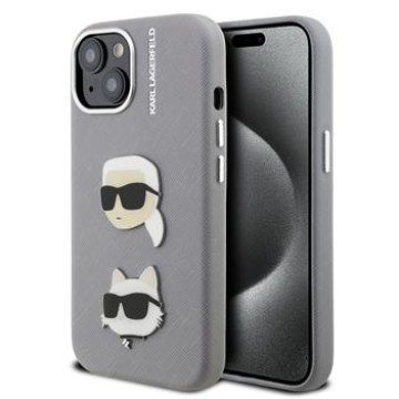 Karl Lagerfeld Grained PU K&CH Heads Case for iPhone 15 Grey Karl Lagerfeld Grained PU K&CH Heads Case for iPhone 15 Grey