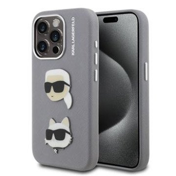 Karl Lagerfeld Grained PU K&CH Heads Case for iPhone 15 Pro Grey Karl Lagerfeld Grained PU K&CH Heads Case for iPhone 15 Pro Grey